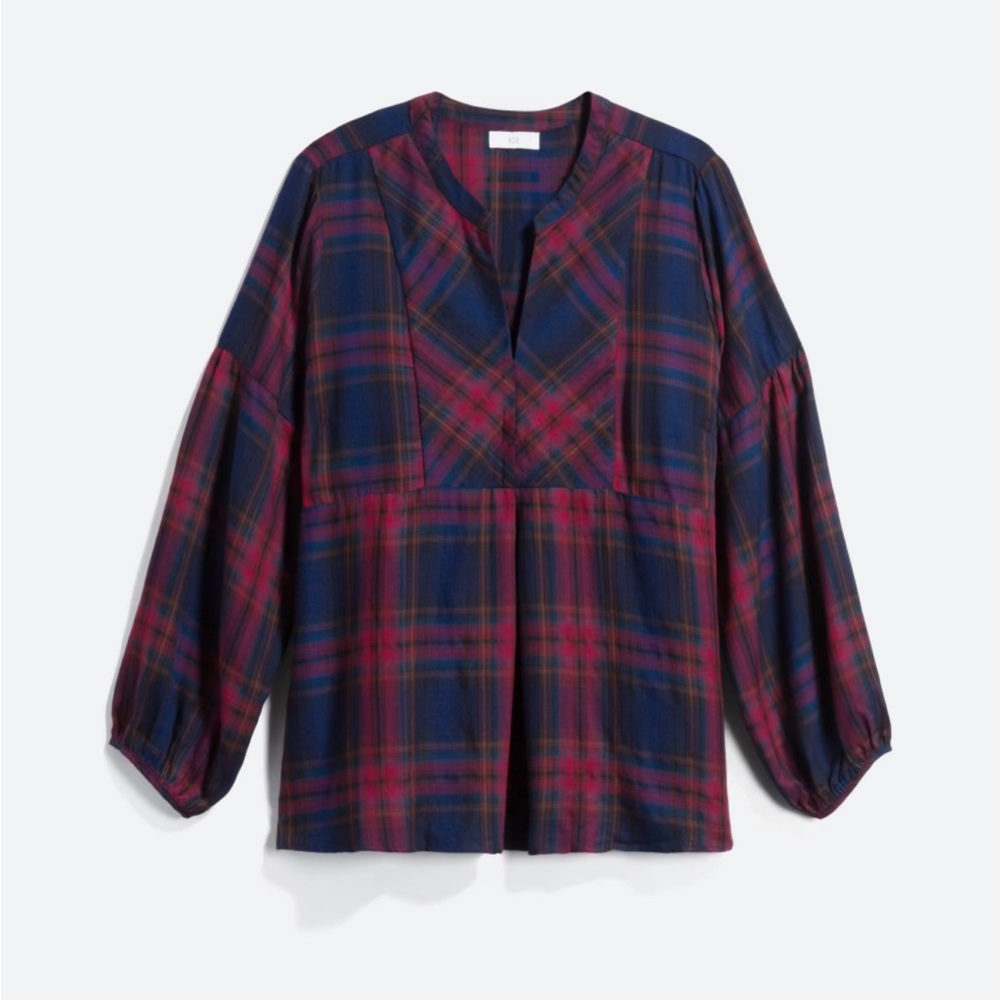 NSR Napean Sea Road EUC Morton Split Neck Plaid Blouse Size 2x
